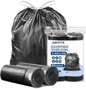 Small Trash Bags, 60 Count 4 Gallon Drawstring, Extra Strong, Black | Tear-Free, Unscented, Small Garbage Bags, For Bathroom Kitchen Office Bedroom Small Trash Bags, 60 Count 4 Gallon Drawstring, Extra Strong, Black | Tear-Free, Unscented, Small Garbage Bags, For Bathroom Kitchen Office Bedroom