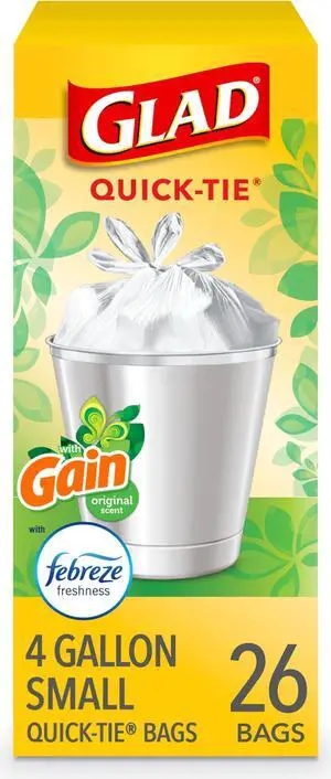 Trash Bags, OdorShield Small Garbage Bags, Gain Original with Febreze Freshness, 4 Gallon, 26 Count, 26 ct Trash Bags, OdorShield Small Garbage Bags, Gain Original with Febreze Freshness, 4 Gallon, 26 Count, 26 ct
