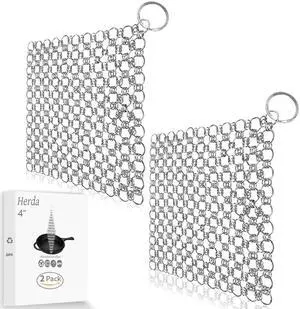 2Pack 4" Chain Mail Cast Iron Cleaner Scrubber, 316 Chainmail Scrubber | Cast Iron Skillet Cleaning Brush, Chainmail Scrubbing Metal Scrub Tool to Clean Dutch Oven Carbon Steel Wok Grill Pan Pot 2Pack 4" Chain Mail Cast Iron Cleaner Scrubber, 316 Chainmail Scrubber | Cast Iron Skillet Cleaning Brush, Chainmail Scrubbing Metal Scrub Tool to Clean Dutch Oven Carbon Steel Wok Grill Pan Pot