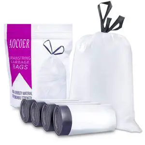 Trash Bag, Small Drawstring Trash Bags, 15 Liter White Garbage Bags, 72 Count Trash Bag, Small Drawstring Trash Bags, 15 Liter White Garbage Bags, 72 Count