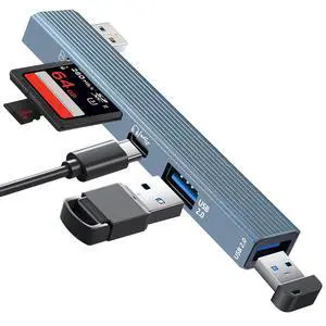 USB SD Card Reader, SD Card Adapter Memory Card Reader with SD & MicroSD Dual Slots Compatible with Laptop, Mac, Win, Linux, PC, Camera USB SD Card Reader, SD Card Adapter Memory Card Reader with SD & MicroSD Dual Slots Compatible with Laptop, Mac, Win, Linux, PC, Camera