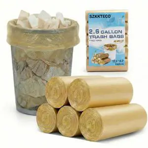 Heavy Duty Gold 2.6 Gallon Small Trash Bags, 100 Count (5 Rolls) | Gold semi-transparent mini plastic liners for 1.6-3 gal cans. Fits bathroom, kitchen, bedroom, car, office, and garden. Heavy Duty Gold 2.6 Gallon Small Trash Bags, 100 Count (5 Rolls) | Gold semi-transparent mini plastic liners for 1.6-3 gal cans. Fits bathroom, kitchen, bedroom, car, office, and garden.