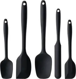 Silicone Spatula Set,5 Piece Food Grade Rubber Spatulas,Black Silicone Spatula Set,5 Piece Food Grade Rubber Spatulas,Black