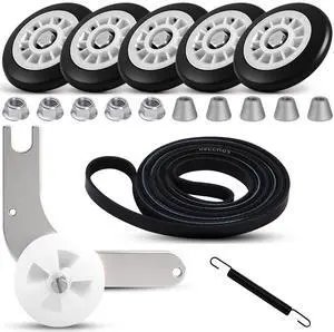 Upgraded (5-Wheel) 5304523155 Dryer Repair Kit for Electrolux Frigidaire | Ball-Bearing Rollers, 134719300 Belt, 134793511 Idler Pulley & Spring, Replaces 134715900, 134793500, 137315300, 5304523152 Upgraded (5-Wheel) 5304523155 Dryer Repair Kit for Electrolux Frigidaire | Ball-Bearing Rollers, 134719300 Belt, 134793511 Idler Pulley & Spring, Replaces 134715900, 134793500, 137315300, 5304523152