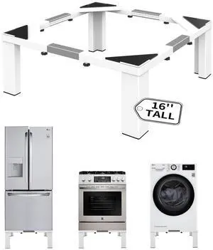 Heavy-Duty All Steel Laundry Pedestal 16" Height, Full Size Universal Washing Machine Stand, Dryer Stand, Suitable for All Washer and Dryer, White Heavy-Duty All Steel Laundry Pedestal 16" Height, Full Size Universal Washing Machine Stand, Dryer Stand, Suitable for All Washer and Dryer, White