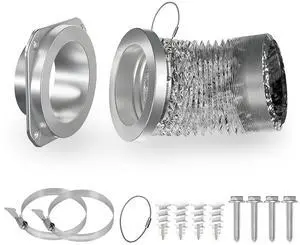 Magnetic Dryer Vent Coupling Connector Kit with Quick-Release Pull Ring 4"x3.3ft Flexible Duct, 2 Clamps, Fast Cleaning Maintenance Magnetic Dryer Vent Coupling Connector Kit with Quick-Release Pull Ring 4"x3.3ft Flexible Duct, 2 Clamps, Fast Cleaning Maintenance