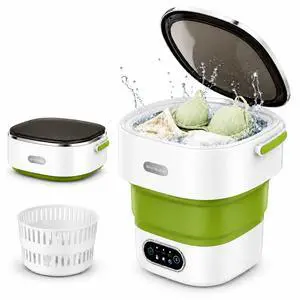 Portable Washing Machine 16L Foldable Mini Washer for Underwear Socks Baby Clothes Small Loads Compact Washer for Apartment Dorm RV Travel (Green) Portable Washing Machine 16L Foldable Mini Washer for Underwear Socks Baby Clothes Small Loads Compact Washer for Apartment Dorm RV Travel (Green)