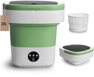 20L Portable Washing Machine, Mini Washer with Spin Basket Laundry Machine, 3 Modes Deep Cleaning, Upgraded Small Collapsible Laundry for Hotel, Apartment, Home and Travel - Green 20L Portable Washing Machine, Mini Washer with Spin Basket Laundry Machine, 3 Modes Deep Cleaning, Upgraded Small Collapsible Laundry for Hotel, Apartment, Home and Travel - Green