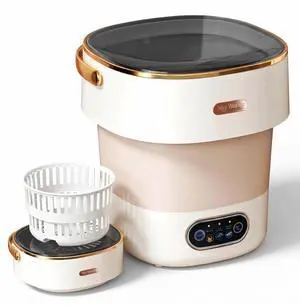 Portable Collapsible Mini Washer with 3 Cleaning Modes & Drain Basket, 16L Foldable Small Laundry Machine for Travel Camping Dorms RV Apartments, Baby Clothes Underwear Socks Delicates (khaki) Portable Collapsible Mini Washer with 3 Cleaning Modes & Drain Basket, 16L Foldable Small Laundry Machine for Travel Camping Dorms RV Apartments, Baby Clothes Underwear Socks Delicates (khaki)