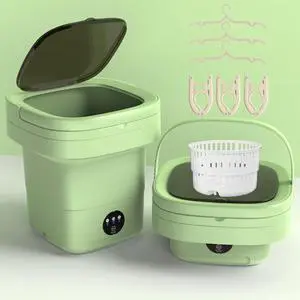Portable Washing Machine, Folding 20L Mini Washer and Spin-Dryer | 3 modes with deep cleaning. Compact for apartments, dorms, home, RV, and travel. For small clothes and delicates. Green Portable Washing Machine, Folding 20L Mini Washer and Spin-Dryer | 3 modes with deep cleaning. Compact for apartments, dorms, home, RV, and travel. For small clothes and delicates. Green
