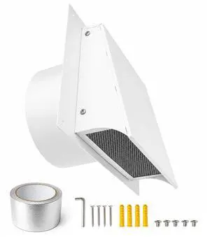 10 Inch White Exterior Dryer Vent Cover Outside, Wall Vent Cover Outdoor Hooded Wall Vent with Backdraft Damper for Dryer Kitchen Bathroom Range Hood HVAC Duct Vent, Galvanized Steel 10 Inch White Exterior Dryer Vent Cover Outside, Wall Vent Cover Outdoor Hooded Wall Vent with Backdraft Damper for Dryer Kitchen Bathroom Range Hood HVAC Duct Vent, Galvanized Steel