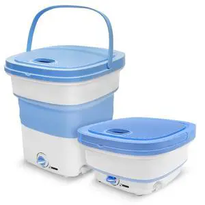 Portable Mini Washing Machine Lightweight Collapsible Bucket - Perfect for Camping, Travelling, Apartment, Dorm USA Brand - PUCWM33.5, light blue Portable Mini Washing Machine Lightweight Collapsible Bucket - Perfect for Camping, Travelling, Apartment, Dorm USA Brand - PUCWM33.5, light blue