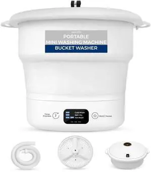 PUCWM44.5 Portable Mini Washing Machine Folding Bucket Washer for Clothes & Laundry Lightweight, Compact & Easy to Carry for Camping, RV, Travel, Apartments & Small Spaces (Off White) PUCWM44.5 Portable Mini Washing Machine Folding Bucket Washer for Clothes & Laundry Lightweight, Compact & Easy to Carry for Camping, RV, Travel, Apartments & Small Spaces (Off White)