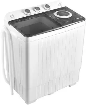 Portable Washing Machine, 26lbs Washer and Spinner Combo,18 lbs Washing 8 lbs Spinning, Built-in Drain Pump, w/Timer Control, Dorm Apartment Twin Tub Mini Laundry Washer Gray White Portable Washing Machine, 26lbs Washer and Spinner Combo,18 lbs Washing 8 lbs Spinning, Built-in Drain Pump, w/Timer Control, Dorm Apartment Twin Tub Mini Laundry Washer Gray White