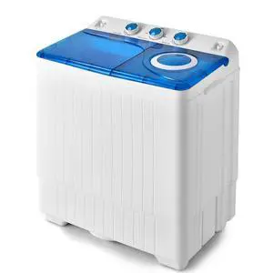 Portable Washing Machine, 26lbs Washer and Spinner Combo,18 lbs Washing 8 lbs Spinning, Built-in Drain Pump, w/Timer Control, Dorm Apartment Twin Tub Mini Laundry Washer Blue White Portable Washing Machine, 26lbs Washer and Spinner Combo,18 lbs Washing 8 lbs Spinning, Built-in Drain Pump, w/Timer Control, Dorm Apartment Twin Tub Mini Laundry Washer Blue White