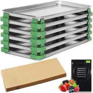 Freeze Dryer Trays, Large Metal Trays(6 Pcs) | Compatible with Harvest Right Home Pro Freeze Dryer, Includes 100 Pcs Parchment Paper & 20 Tray Stackers Freeze Dryer Trays, Large Metal Trays(6 Pcs) | Compatible with Harvest Right Home Pro Freeze Dryer, Includes 100 Pcs Parchment Paper & 20 Tray Stackers