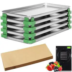 Freeze Dryer Trays, Medium Metal Trays(5 Pcs) | Compatible with Harvest Right Home Pro Freeze Dryer, Includes 100 Pcs Parchment Paper & 16 Tray Stackers Freeze Dryer Trays, Medium Metal Trays(5 Pcs) | Compatible with Harvest Right Home Pro Freeze Dryer, Includes 100 Pcs Parchment Paper & 16 Tray Stackers