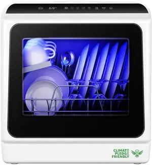 Countertop Dishwasher Portable, 6 Programs with 40 dB, No Hookup | 6 Programs (Normal, ECO, Quick, Baby Care/Strong, Fruit, Dry), Dual Spray Arms, 360° Coverage, for 30+ Items, 73h Ventilation Countertop Dishwasher Portable, 6 Programs with 40 dB, No Hookup | 6 Programs (Normal, ECO, Quick, Baby Care/Strong, Fruit, Dry), Dual Spray Arms, 360° Coverage, for 30+ Items, 73h Ventilation
