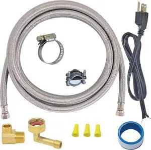 6 Ft. Dishwasher Installation Kit, Braided Stainless Steel Supply Line with 3/8 Inch Compression Ends, 3-Prong Straight Power Cord, 41150 (Pack of 12) 6 Ft. Dishwasher Installation Kit, Braided Stainless Steel Supply Line with 3/8 Inch Compression Ends, 3-Prong Straight Power Cord, 41150 (Pack of 12)