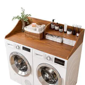 2-Tier 54" Width Washer Dryer Countertop for Laundry Room Organization | Depth Laundry Countertop Organization with Edge Wooden Washer and Dryer Topper for Folding Sorting & Ironing Easy to Install 2-Tier 54" Width Washer Dryer Countertop for Laundry Room Organization | Depth Laundry Countertop Organization with Edge Wooden Washer and Dryer Topper for Folding Sorting & Ironing Easy to Install