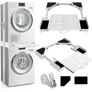 Washer Dryer Stacking Kit - Universal Washer Dryer Stacking Kit | with Pull-Out Sliding Plate - Adjustable 21"-29" Stacking Kit for Washer and Dryer with Ratchet Strap - Space-Saving Washer Dryer Stacking Kit - Universal Washer Dryer Stacking Kit | with Pull-Out Sliding Plate - Adjustable 21"-29" Stacking Kit for Washer and Dryer with Ratchet Strap - Space-Saving