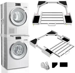 Washer Dryer Stacking Kit 29 inch - Universal Washer and Dryer Stacking Kit | with Pull Out Drying Rack - Adjustable 29"/28"/27"/26"/25"/24" Stacking Kit with Ratchet Strap - Space-Saving Washer Dryer Stacking Kit 29 inch - Universal Washer and Dryer Stacking Kit | with Pull Out Drying Rack - Adjustable 29"/28"/27"/26"/25"/24" Stacking Kit with Ratchet Strap - Space-Saving