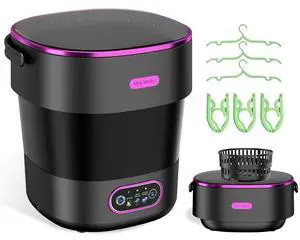 Portable Washing Machine, Folding 20L Mini Washer and Spin-Dryer | 3 modes with deep cleaning. Compact for apartments, dorms, home, RV, and travel. For small clothes and delicates. Black Portable Washing Machine, Folding 20L Mini Washer and Spin-Dryer | 3 modes with deep cleaning. Compact for apartments, dorms, home, RV, and travel. For small clothes and delicates. Black