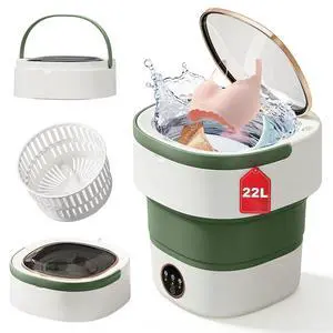 Portable Washing Machine - 22L Mini Foldable Washer with Spin Basket, Green | 3 Cleaning Modes & Deep Cleaning for Small Clothes, Collapsible Laundry for Apartment, Home, Hotel and Travel Portable Washing Machine - 22L Mini Foldable Washer with Spin Basket, Green | 3 Cleaning Modes & Deep Cleaning for Small Clothes, Collapsible Laundry for Apartment, Home, Hotel and Travel