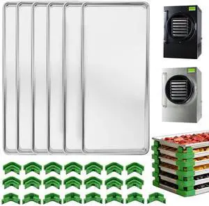 Metal Trays for Harvest Right Freeze Dryer, Large Freeze Dryer accessories | Compatible with Harvest Right Freeze Dryer Large Trays (6 Pcs) + 22 Original Tray Stackers Included Metal Trays for Harvest Right Freeze Dryer, Large Freeze Dryer accessories | Compatible with Harvest Right Freeze Dryer Large Trays (6 Pcs) + 22 Original Tray Stackers Included