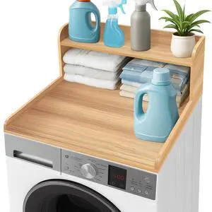 Washer Dryer Countertop with Shelf,2-Tier Laundry Countertop for Single Washer and Dryer,Soild Wood Core Washer Dryer Topper for Laundry Room Organization (Oak) Washer Dryer Countertop with Shelf,2-Tier Laundry Countertop for Single Washer and Dryer,Soild Wood Core Washer Dryer Topper for Laundry Room Organization (Oak)