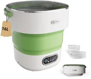 Mini Laundry Machine 16L Foldable Portable Laundry Machine and Spinner for Baby Clothes, Underwear, Socks; Ideal for Travel, Dorms, Camping Mini Laundry Machine 16L Foldable Portable Laundry Machine and Spinner for Baby Clothes, Underwear, Socks; Ideal for Travel, Dorms, Camping