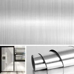 24x394 Stainless Steel Peel and Stick Countertop Contact Paper Heat Resistant Waterproof Wallpaper Kitchen Counter Top Silver Contact Paper Appliances Fridge Wrap Vinyl Refrigerator Covers 24x394 Stainless Steel Peel and Stick Countertop Contact Paper Heat Resistant Waterproof Wallpaper Kitchen Counter Top Silver Contact Paper Appliances Fridge Wrap Vinyl Refrigerator Covers