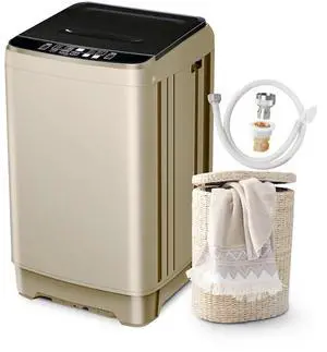 Portable Washing Machine Full Automatic 17.7lbs Small Washing Machine | 10 Wash Program with Drain Hose, Portable Washer Machine for Apartment Dorm, College, RV, Golden Portable Washing Machine Full Automatic 17.7lbs Small Washing Machine | 10 Wash Program with Drain Hose, Portable Washer Machine for Apartment Dorm, College, RV, Golden