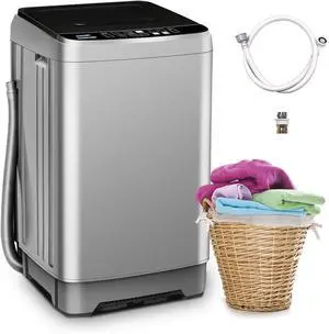 Portable Washing Machine Full Automatic 17.7lbs Small Washing Machine | 10 Wash Programs, 24hr Timer, Drain Hose, Apartment Washer Machines for RV, Dorm, College, Home, Silver Grey Portable Washing Machine Full Automatic 17.7lbs Small Washing Machine | 10 Wash Programs, 24hr Timer, Drain Hose, Apartment Washer Machines for RV, Dorm, College, Home, Silver Grey
