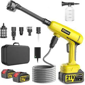 Cordless Portable Washer with Brushless Motor, 2x4000mAh Batteries & Fast Charger, 6-in-1 Nozzle, 16.5FT Hose, Extension Rod & Storage Case, Handheld Cleaning Tool for Car, Home, Patio & Garden Cordless Portable Washer with Brushless Motor, 2x4000mAh Batteries & Fast Charger, 6-in-1 Nozzle, 16.5FT Hose, Extension Rod & Storage Case, Handheld Cleaning Tool for Car, Home, Patio & Garden