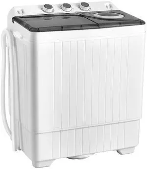 Portable Washing Machine, Twin Tub 26lbs Capacity Laundry, 18lbs Washer and 8lbs Spinner Combo with Timer Knobs, Built-in Drain Pump, Compact Washer for Home Dorm Apartment (Grey+White) Portable Washing Machine, Twin Tub 26lbs Capacity Laundry, 18lbs Washer and 8lbs Spinner Combo with Timer Knobs, Built-in Drain Pump, Compact Washer for Home Dorm Apartment (Grey+White)