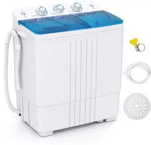 Portable Washing Machine, 20 LBS Washer & Spinner Combo with Built-in Drain Pump & Time Control, Compact Twin Tub 12 LBS Washing & 8 LBS Spin Drying for Apartment Dorm RV (Blue+White) Portable Washing Machine, 20 LBS Washer & Spinner Combo with Built-in Drain Pump & Time Control, Compact Twin Tub 12 LBS Washing & 8 LBS Spin Drying for Apartment Dorm RV (Blue+White)