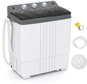 Portable Washing Machine, 20 LBS Washer & Spinner Combo with Built-in Drain Pump & Time Control, Compact Twin Tub 12 LBS Washing & 8 LBS Spin Drying for Apartment Dorm RV (Grey+White) Portable Washing Machine, 20 LBS Washer & Spinner Combo with Built-in Drain Pump & Time Control, Compact Twin Tub 12 LBS Washing & 8 LBS Spin Drying for Apartment Dorm RV (Grey+White)