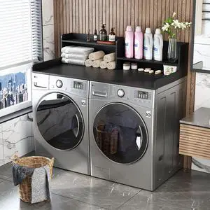 2-Tier Bamboo Laundry Washer and Dryer Countertop Black | Large Size:54"×27.55",2-Tier Vertical Storage,Anti-fall Guard Rails,Rounded Corners,Easy to Clean,Non-slip pad 2-Tier Bamboo Laundry Washer and Dryer Countertop Black | Large Size:54"×27.55",2-Tier Vertical Storage,Anti-fall Guard Rails,Rounded Corners,Easy to Clean,Non-slip pad