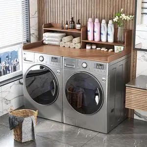 2-Tier Bamboo Laundry Washer and Dryer Countertop Walnut | Large Size:54"×27.55",2-Tier Vertical Storage,Anti-fall Guard Rails,Rounded Corners,Easy to Clean,Non-slip pad 2-Tier Bamboo Laundry Washer and Dryer Countertop Walnut | Large Size:54"×27.55",2-Tier Vertical Storage,Anti-fall Guard Rails,Rounded Corners,Easy to Clean,Non-slip pad