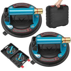 2 Pack Heavy Duty Vacuum Suction Cup with Metal Handle and Brass Pump, Hand-held Lifter for Glass, Granite, Window, 480lbs Load Capacity, Free Carrying Case 2 Pack Heavy Duty Vacuum Suction Cup with Metal Handle and Brass Pump, Hand-held Lifter for Glass, Granite, Window, 480lbs Load Capacity, Free Carrying Case