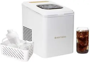Timeless Ice Maker Mighty Ice Countertop Design Makes 26 Pounds of Bullet-Shaped Ice Cubes in 24 Hours, Digital Touch Controls and Self Cleaning Function, Includes Scoop, White/Gold Timeless Ice Maker Mighty Ice Countertop Design Makes 26 Pounds of Bullet-Shaped Ice Cubes in 24 Hours, Digital Touch Controls and Self Cleaning Function, Includes Scoop, White/Gold