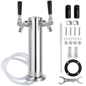 All Stainless Steel Kegerator Tower, 3" Beer Tower with Dual Taps | Stainless Steel Tower & Faucet for Kegerator Dispenser, Keg Tap Tower with Preassembled Tubing for Homebrew Kegerator Parts All Stainless Steel Kegerator Tower, 3" Beer Tower with Dual Taps | Stainless Steel Tower & Faucet for Kegerator Dispenser, Keg Tap Tower with Preassembled Tubing for Homebrew Kegerator Parts