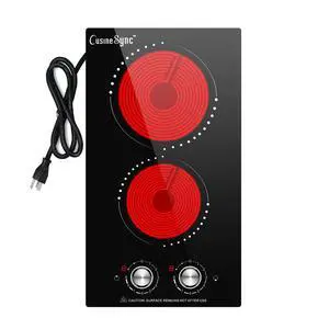 12 Inch 2 Burner Electric Cooktop | Ceramic glass cooktop with knob heat control for countertop or built-in use in compact kitchens and RVs 12 Inch 2 Burner Electric Cooktop | Ceramic glass cooktop with knob heat control for countertop or built-in use in compact kitchens and RVs