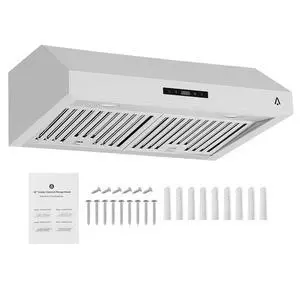 30 Inch Under Cabinet Range Hood, Stainless Steel Kitchen Vent Hood, Slim Cooker Hood with Push Button Control, LED Lights, 110V 200W, Stove Ventilation for Kitchen Cooking and Home Use 30 Inch Under Cabinet Range Hood, Stainless Steel Kitchen Vent Hood, Slim Cooker Hood with Push Button Control, LED Lights, 110V 200W, Stove Ventilation for Kitchen Cooking and Home Use