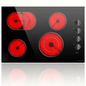 4 Burner Electric Cooktop 30 Inch, Knob Control Ceramic Cooktop 30" | 30" Radiant Electric Stove Top, Extended Zone, Hot Surface Indicator, 9 Power Level, Drop in 32Amps 220-240V HardWire,No Plug 4 Burner Electric Cooktop 30 Inch, Knob Control Ceramic Cooktop 30" | 30" Radiant Electric Stove Top, Extended Zone, Hot Surface Indicator, 9 Power Level, Drop in 32Amps 220-240V HardWire,No Plug