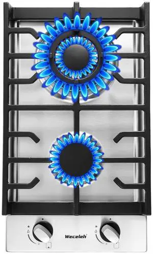 2 Burner Gas Cooktop, 12 Inch Built-in Stainless Steel Gas Stove Top | NG/LPG Convertible Propane Stove, Electronic Auto Ignition, Heavy-Duty Cast Iron Grates for Kitchen, Apartment, RV, Outdoor 2 Burner Gas Cooktop, 12 Inch Built-in Stainless Steel Gas Stove Top | NG/LPG Convertible Propane Stove, Electronic Auto Ignition, Heavy-Duty Cast Iron Grates for Kitchen, Apartment, RV, Outdoor