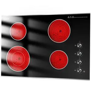 Electric Cooktop 30 Inch, 6700W Knob Control 4 Burner Electric Stove Top Burner Hot Plate, 220V-240V Bulit-in Ceramic Radiant Stovetop with Multi-Ring Control, Hardwire (No Plug) Electric Cooktop 30 Inch, 6700W Knob Control 4 Burner Electric Stove Top Burner Hot Plate, 220V-240V Bulit-in Ceramic Radiant Stovetop with Multi-Ring Control, Hardwire (No Plug)