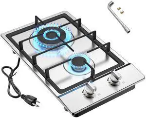 Gas Cooktop 2 Burner Propane Cooktop, Stainless Steel Propane Stove 12 inch, Bulit-in Gas Stove Top with Thermocouple Protection, Lpg/Ng Dual Fuel Drop-in Stove for Apartments, Outdoor, Rvs Gas Cooktop 2 Burner Propane Cooktop, Stainless Steel Propane Stove 12 inch, Bulit-in Gas Stove Top with Thermocouple Protection, Lpg/Ng Dual Fuel Drop-in Stove for Apartments, Outdoor, Rvs