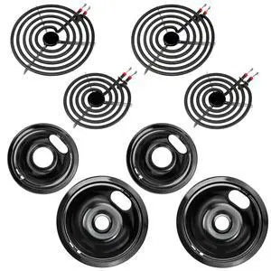 W10290350 W10290353 Porcelain Electric Stove Burner Drip Pans and MP22YA Electric Range Burner Element MP15YA(6") MP21YA(8") by - Fit for Whirlpool May-tag Amana Electric Range Stove W10290350 W10290353 Porcelain Electric Stove Burner Drip Pans and MP22YA Electric Range Burner Element MP15YA(6") MP21YA(8") by - Fit for Whirlpool May-tag Amana Electric Range Stove